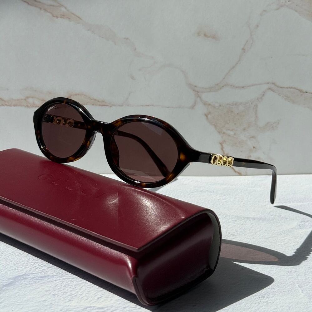 NEW Gucci GG2153S Brown Logo Oval Sunglasses $515